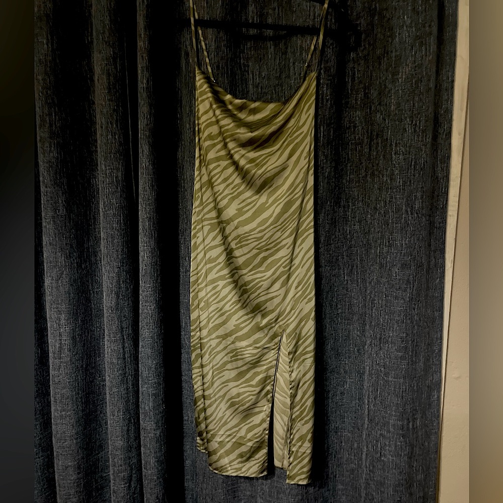 Forever 21 sage green zebra print dress